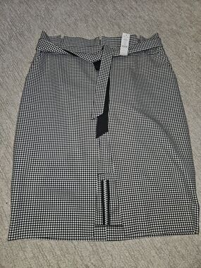WHBM  Gingham Pencil Skirt with Waist Tie